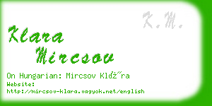 klara mircsov business card